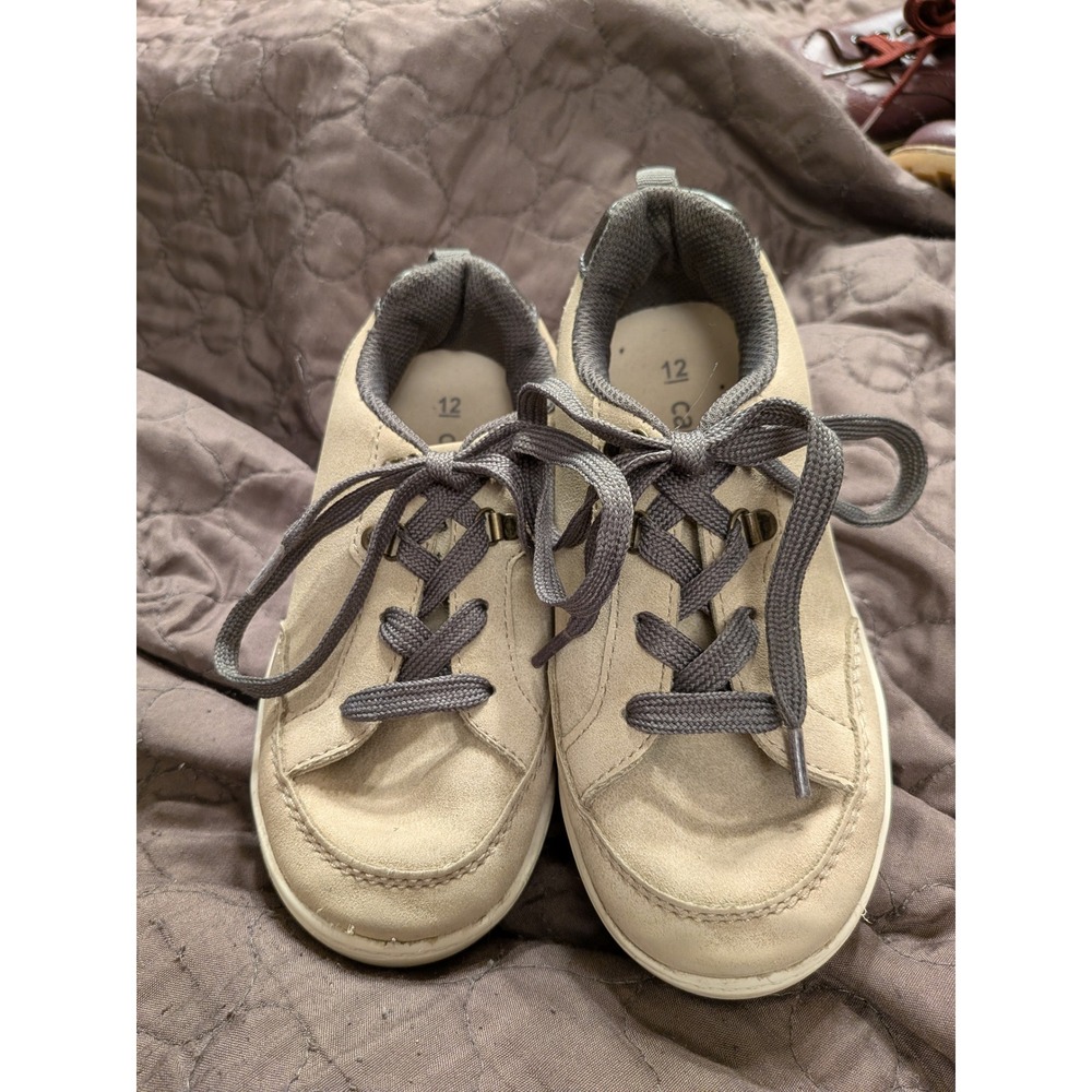 Carters Kids Size 12‎ Tan Suede Lace Up Sneakers Casual Comfort Shoes